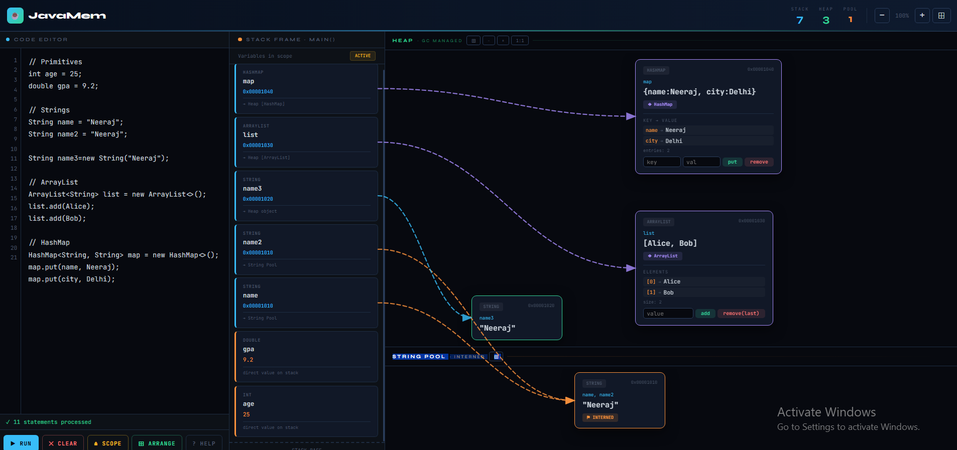JavaMem Memory Visualizer Preview